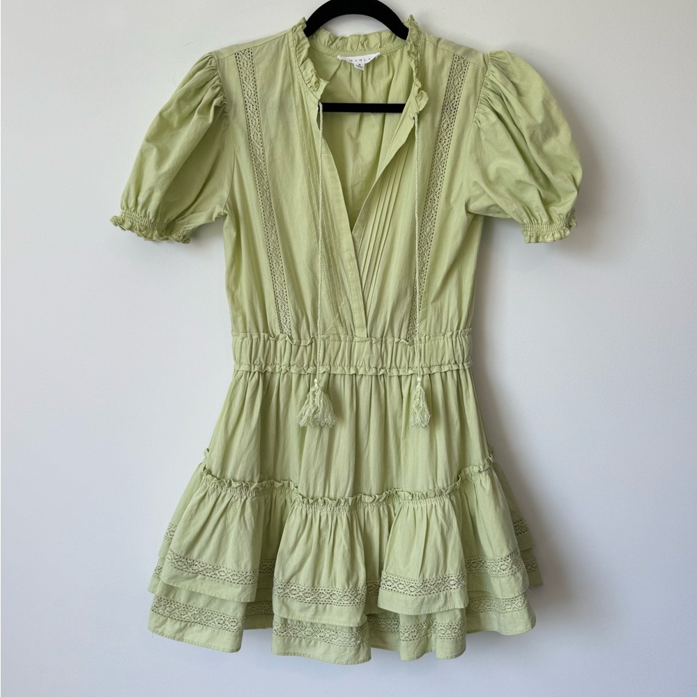 Mable Mini Dress in Light Green - Ruffle Style - Size S - Picture 3 of 11